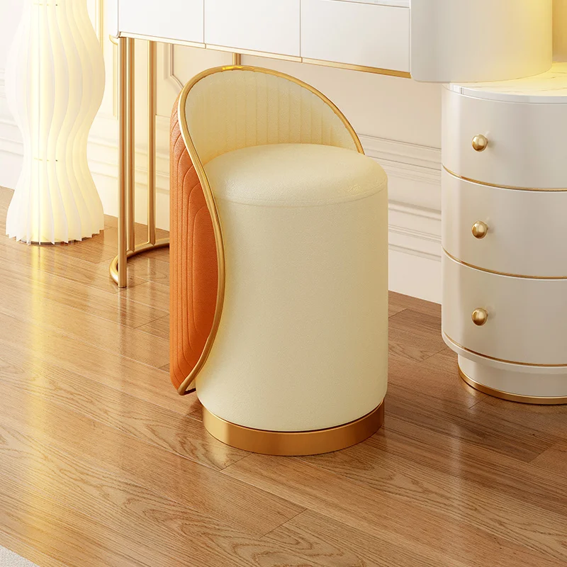 

Nordic Light Luxury Dressing Stools Household Backrest Ottomans Simple Home Circular Chairs Bedroom Living Room Furniture