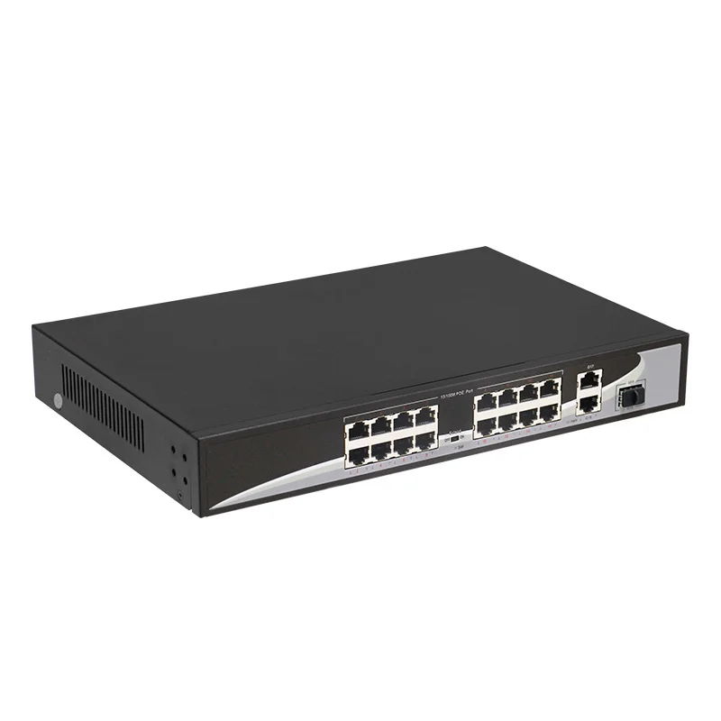 

Стандартный коммутатор Poe на 16 портов, 100 м, мощность 300 Вт, 250 м, передает 2 гигабитных сетевых порта и 1 Гигабитный оптический SFP