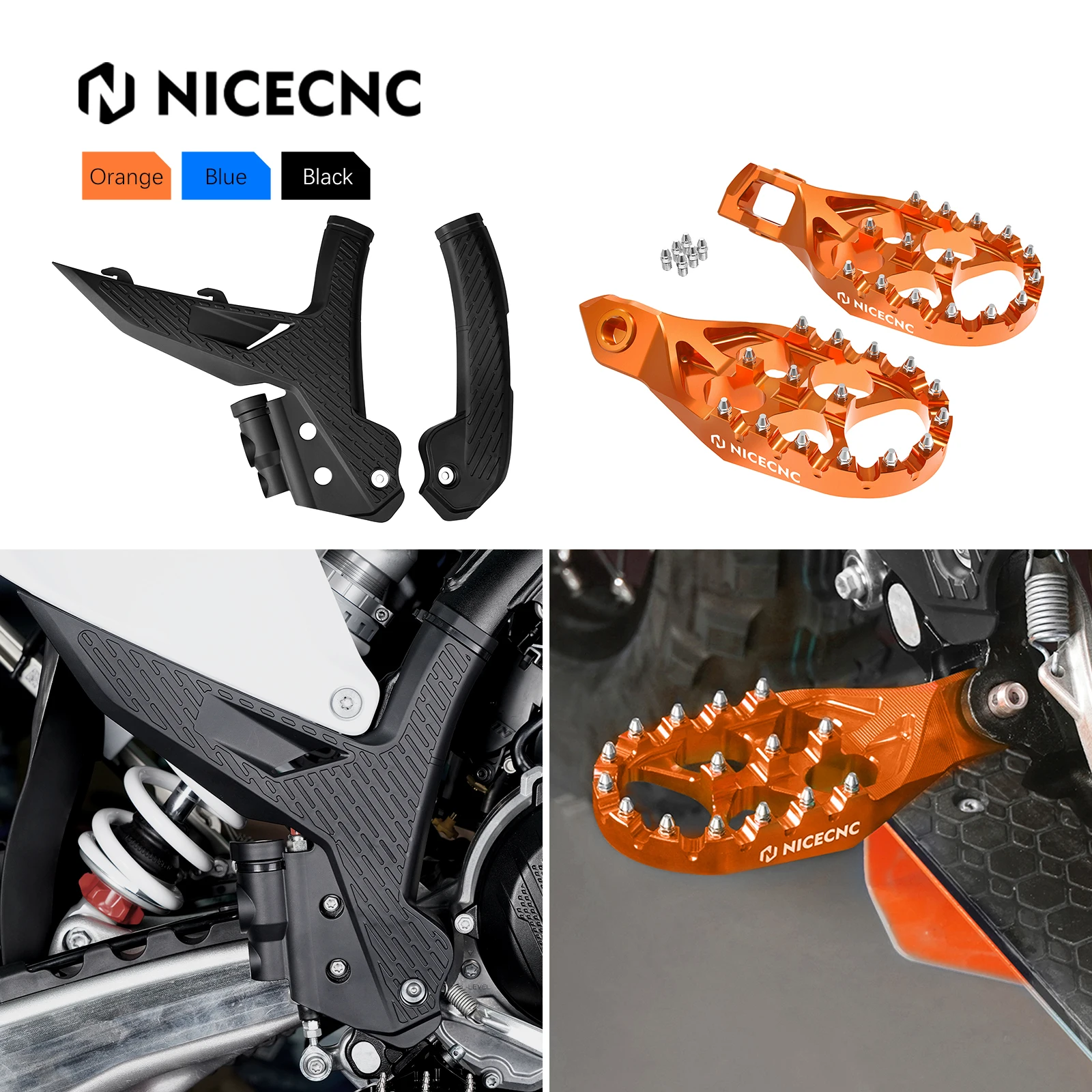 Кованые увеличенные подножки для KTM 2024 EXC 300 EXCF 350 XCW 500 педали и защита рамы SX 250 SXF 450