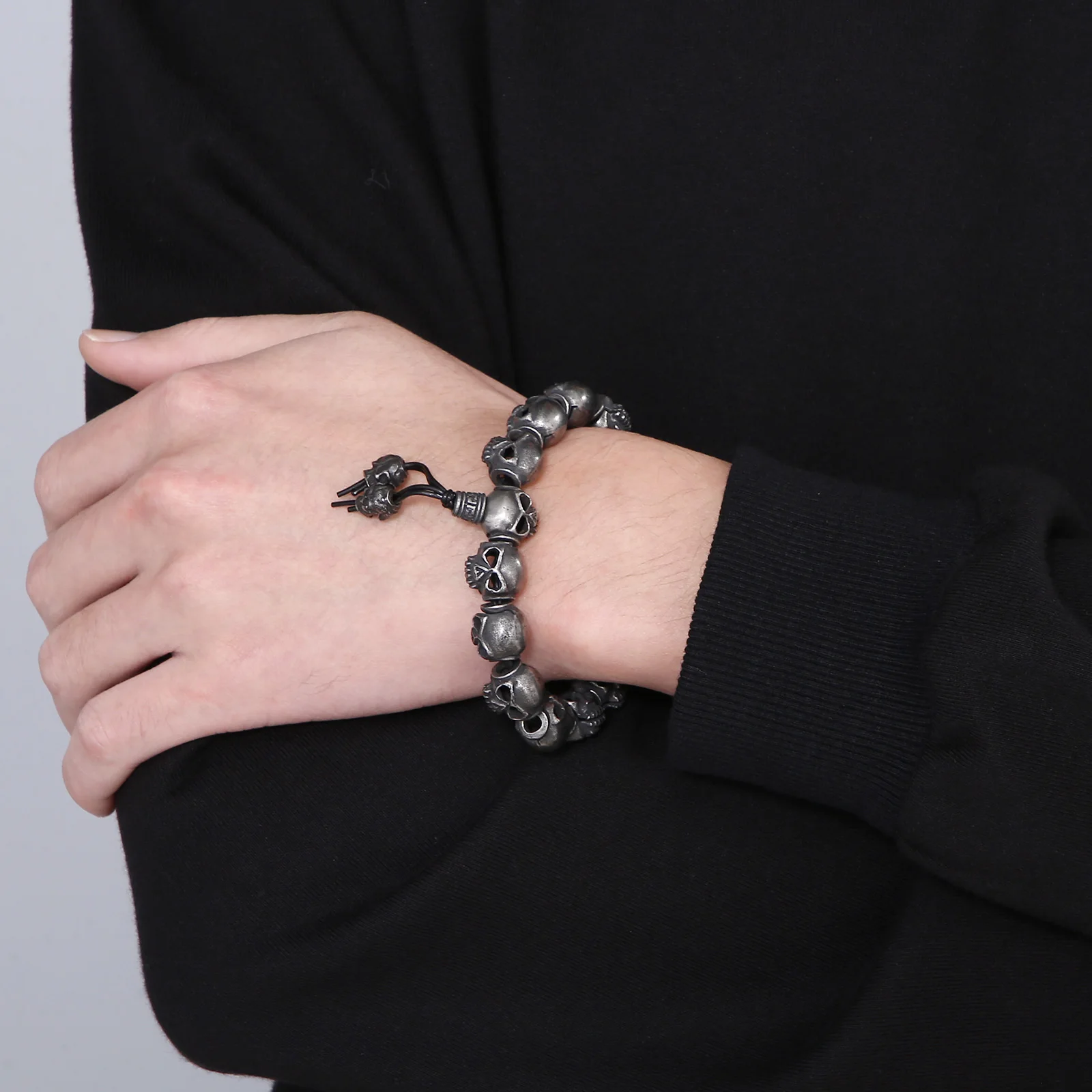 KALEN винтажный браслет из нержавеющей стали с черепом для мужчин готический