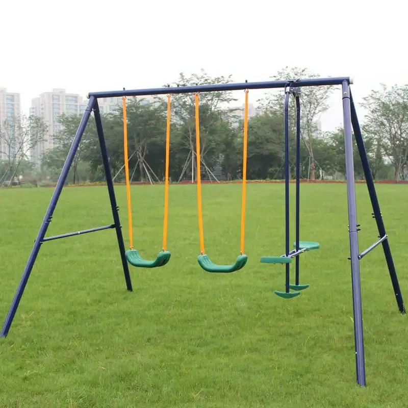 

Swing Set for Kids, 2 Seats and 1 Swing Glider, Blue