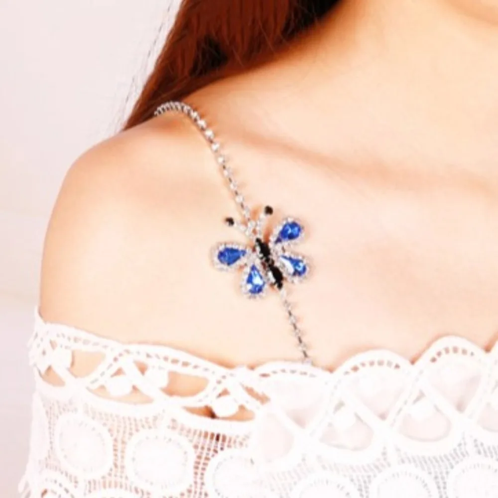 Бретели для бюстгальтера со стразами и бабочками невидимые нескользящие бретели