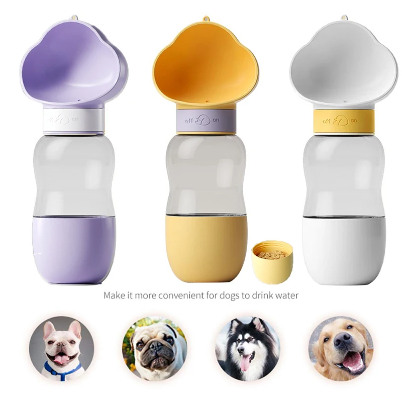 

2 in 1 Portable Pet Dog Water Bottle Puppy Cat Drinking Food Bowl Outdoor Walking Travel Multi-function Cup Feeder