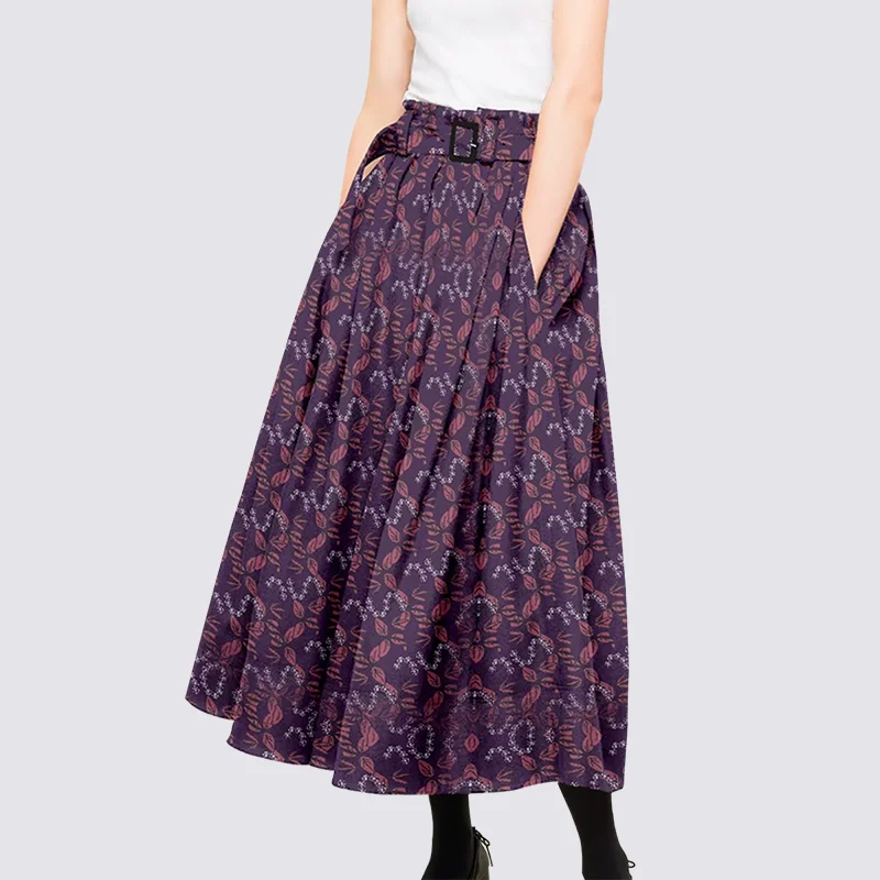 

Royal light ripe wind print half body skirt 2022 spring new high waist show thin large swing A word puff skirt