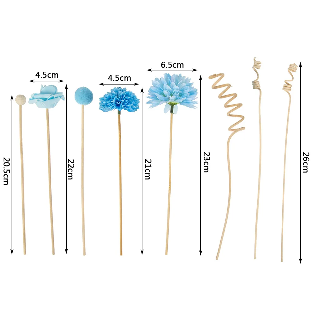 8PCS/Set Blue Artificial Flower Rattan Reed Fragrance Aroma Diffuser Refill Stick Diy Floral Home Decor Crafts images - 6