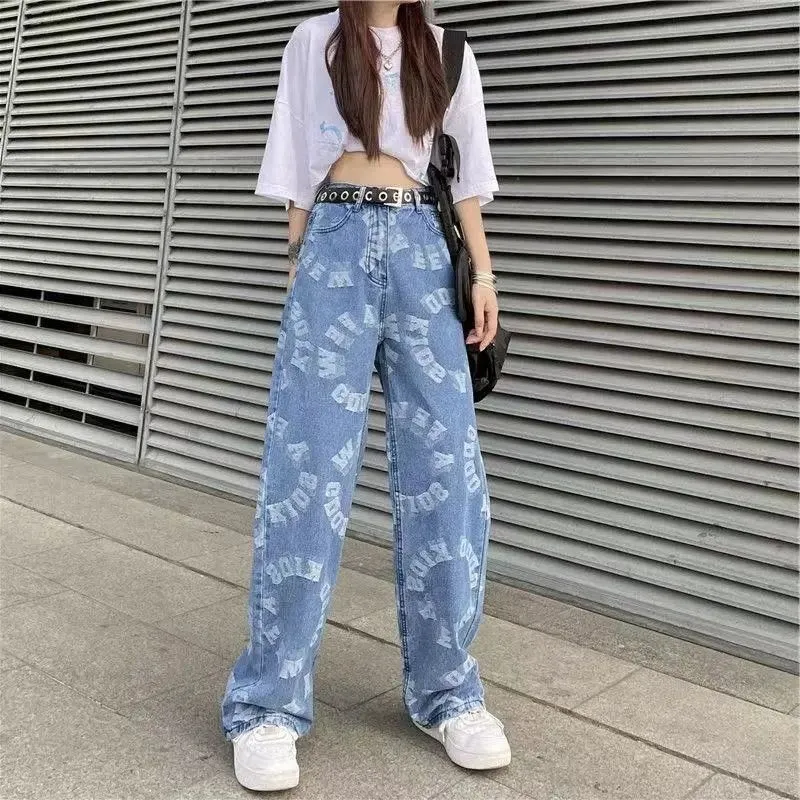 

Джинсы женские с завышенной талией, в стиле хип-хоп