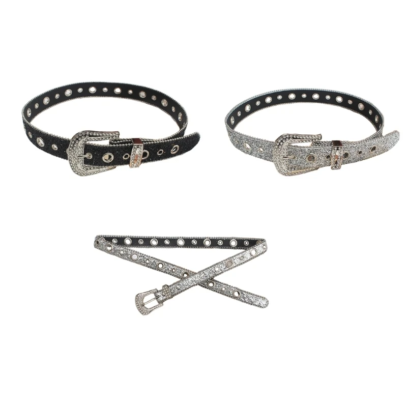 

Elegant Buckle Waist Belt for Adult Full Sequins Belt for Jeans Skirt