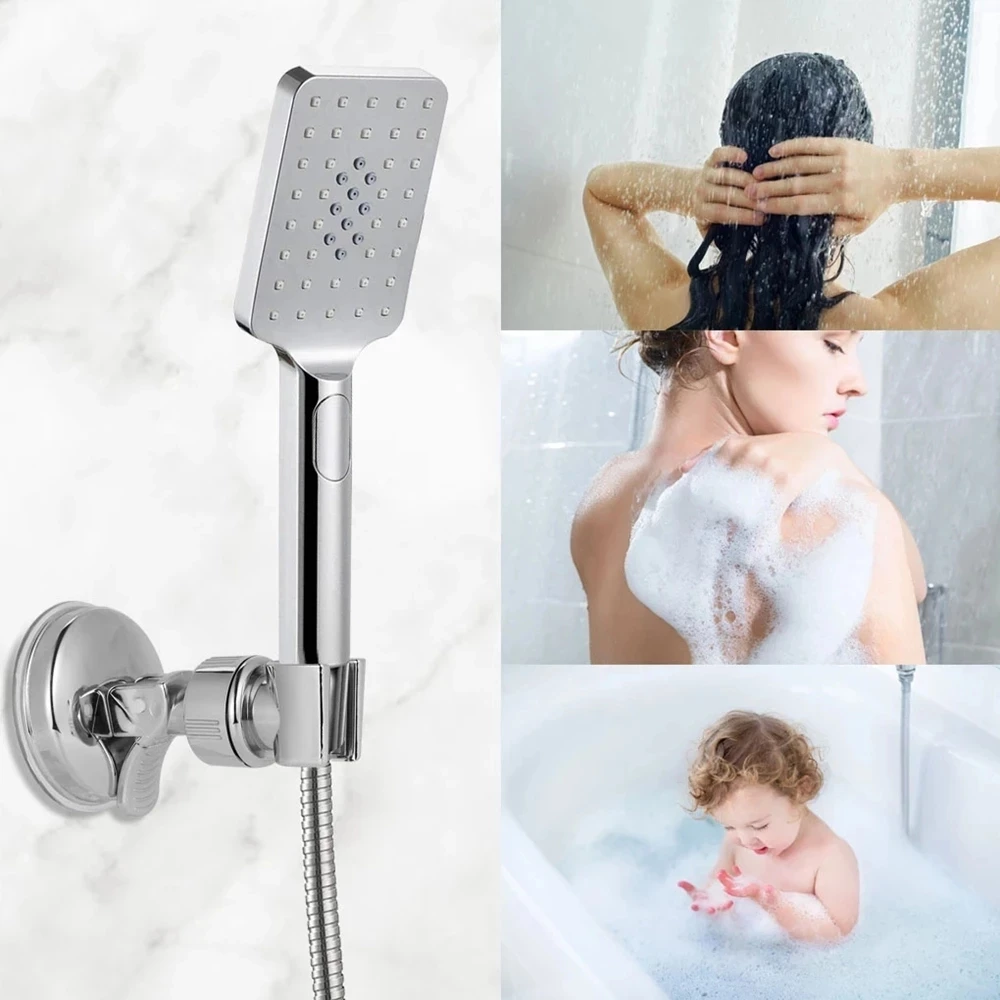 1PC Universal Adjustable Hand Shower Holder Bathroom Strong Vacuum Suction Cup Wall Mount Full Plating Head |