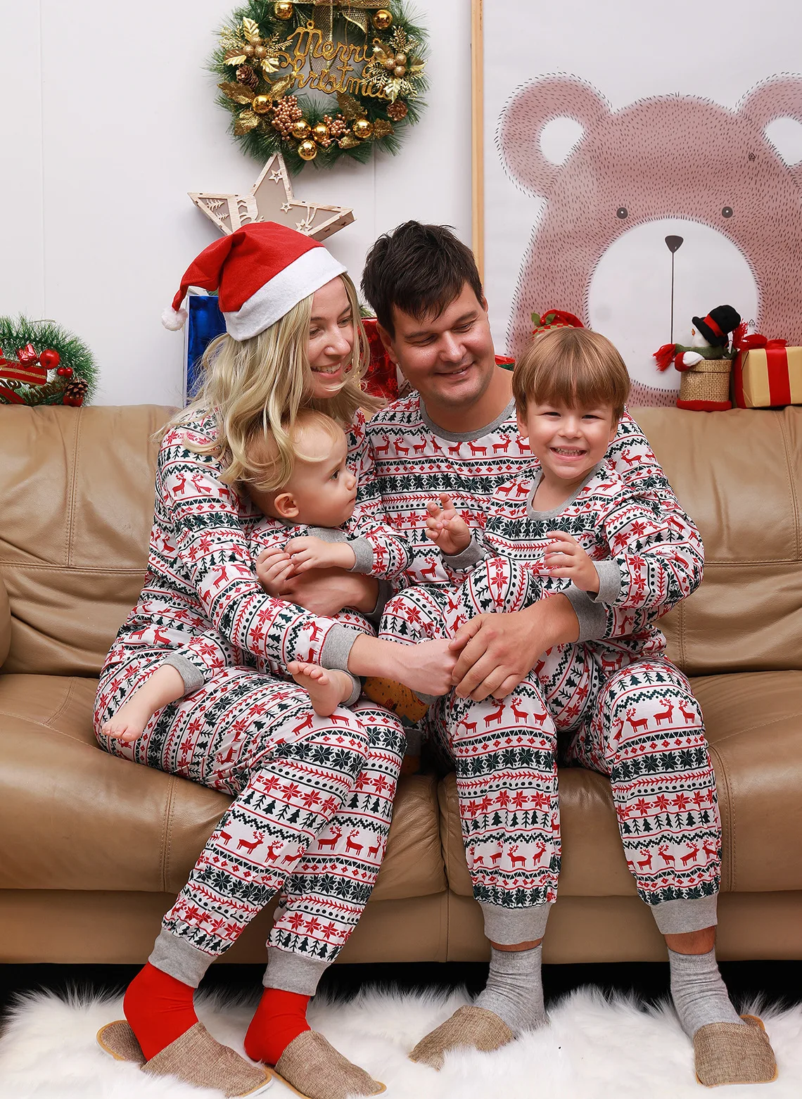 Amazon ebay good 2022 European and American Christmas new parent-child home set pajamas