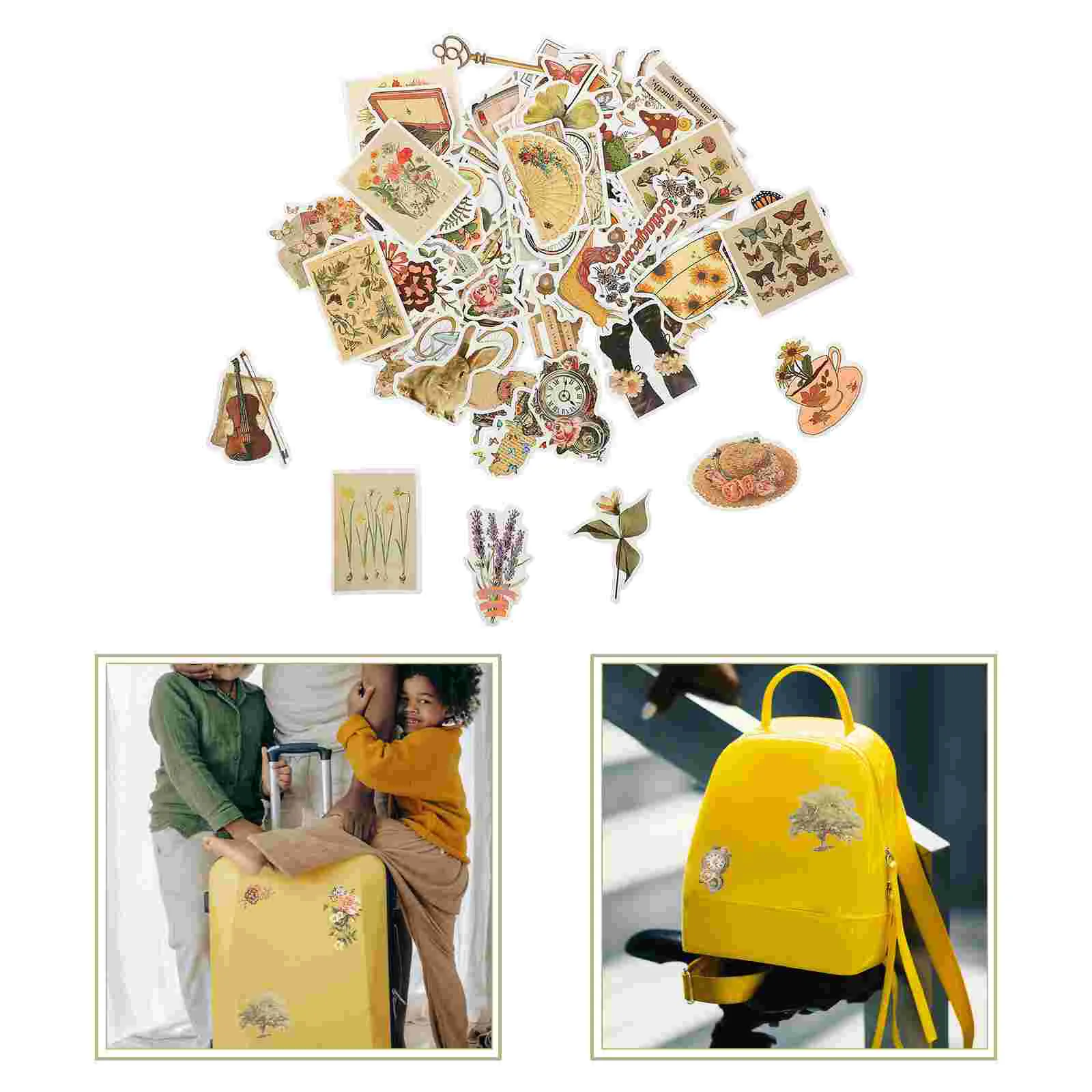 

100pcs Old Days Style Stickers Computer Suitcase Notebook Cartoon Stickers