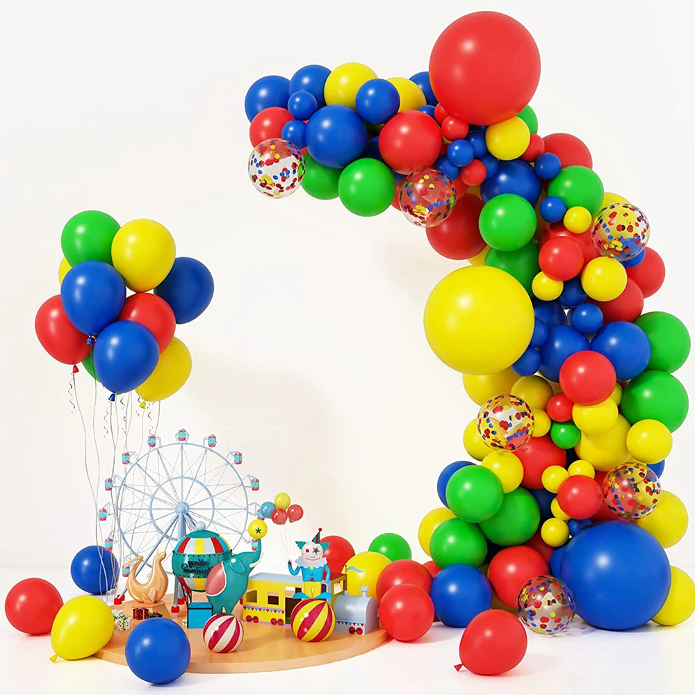 

Carnival Circus Balloons Arch Garland Kit Red Yellow Blue Green Ballon Circus Toy Paw Party Birthday Decorations Rainbow Globos