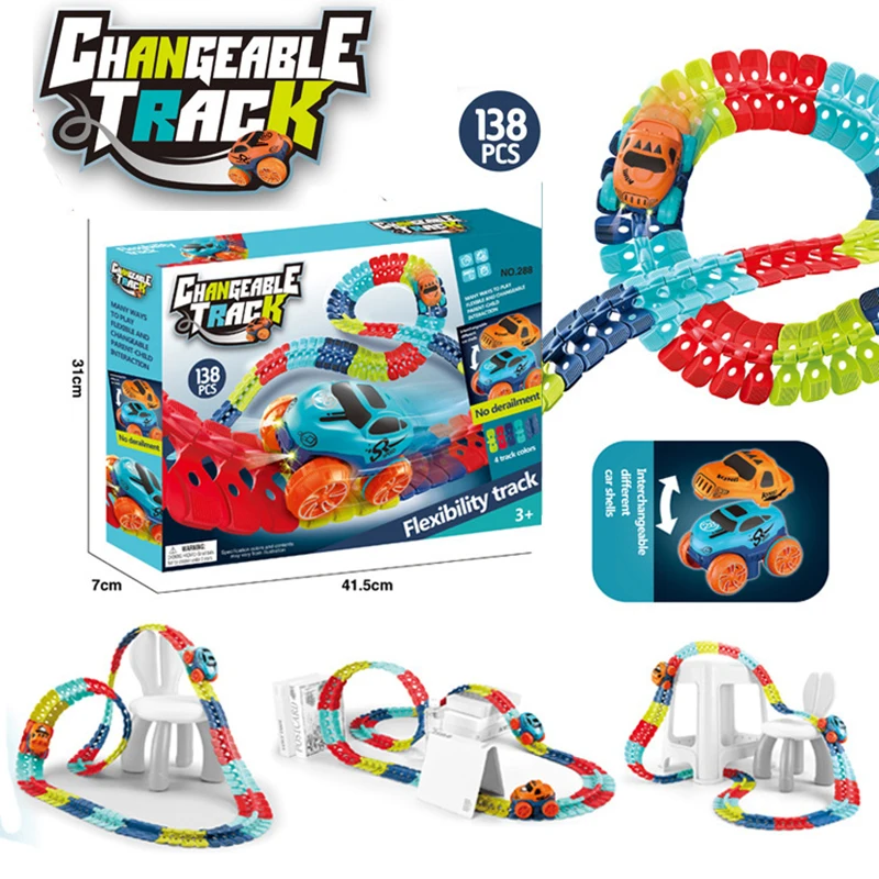 Сменный трек со светильник кой гоночный автомобиль набор гоночных треков Гибкая