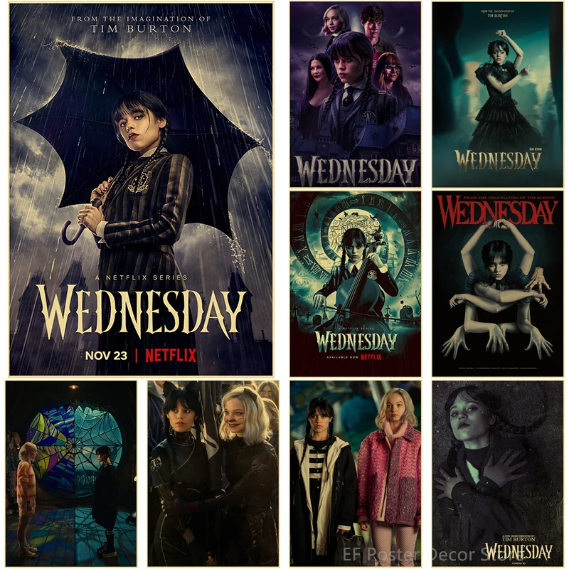 

American Movie TV Wednesday Addams Poster Enid Prints Vintage Home Room Art Wall Decoration Gift Retro Suspense Fantasy Painting