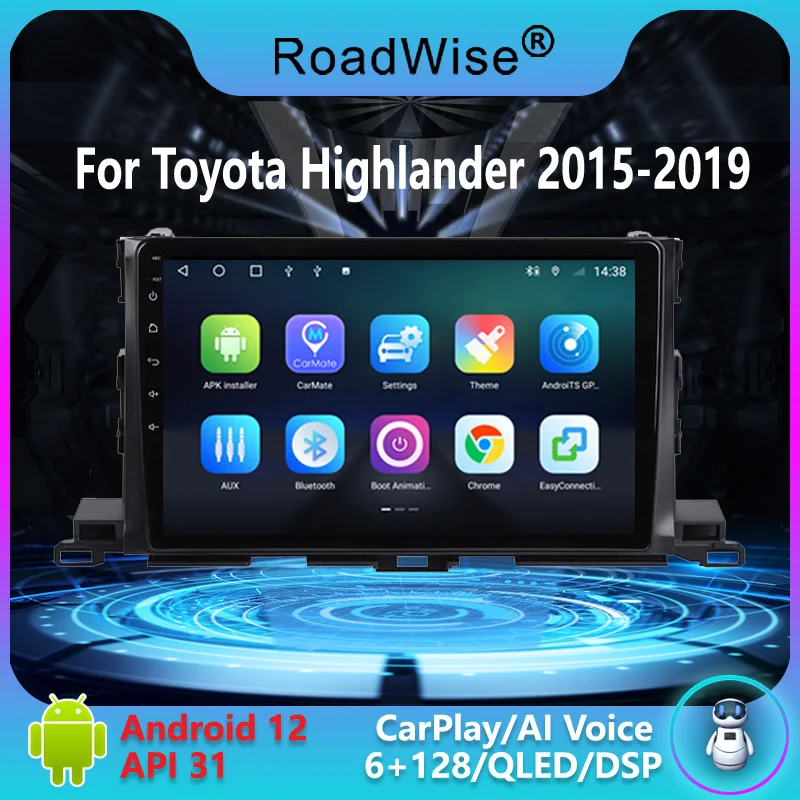 

Roadwise 8+256 Android Car Radio For Toyota Highlander 2015 2016 2017 2018 2019 Multimedia Carplay 4G DSP GPS DVD 2DIN Autoradio