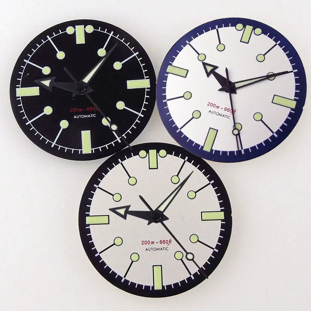 

31mm Beige/Black Sterile Dial Face Fit NH35A NH36A ETA2824 PT5000 Miyota8215 Automatic Movement Watch Parts Green Luminous