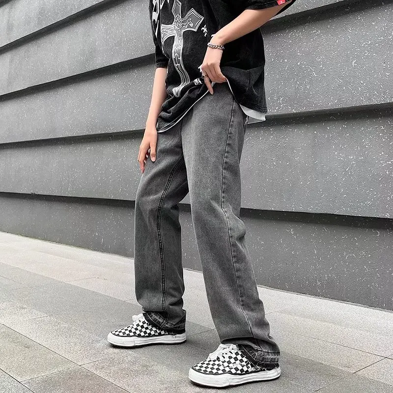 2022 Hosen Herren Letter Print Vintage Men Baggy Jeans Pants Y2K Clothes Distressed Washed Hip Hop Denim Trousers Pantalon Homme