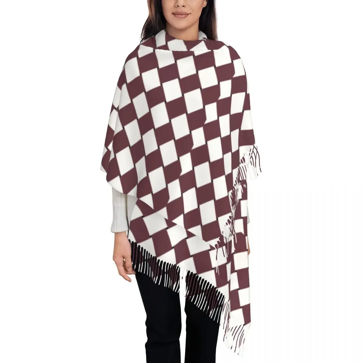 Женский теплый шарф с кисточкой зимний Повседневный Шарф B-Bottegas