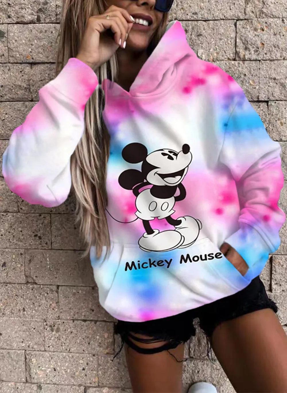 

Disney Hoodie Fashion Retro Rice Print Cartoon Sweatshirt Pullover Cute Harajuku Ladies Sweatshirt Pocket Top