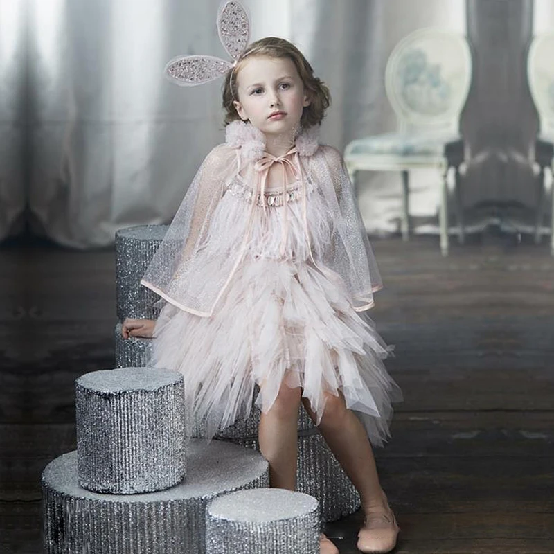 Summer New Girls Princess Dress 3-8 Years Kids Birthday Evening Party Tassel Fluffy Dresses Holiday Tulle Casual Clothes |
