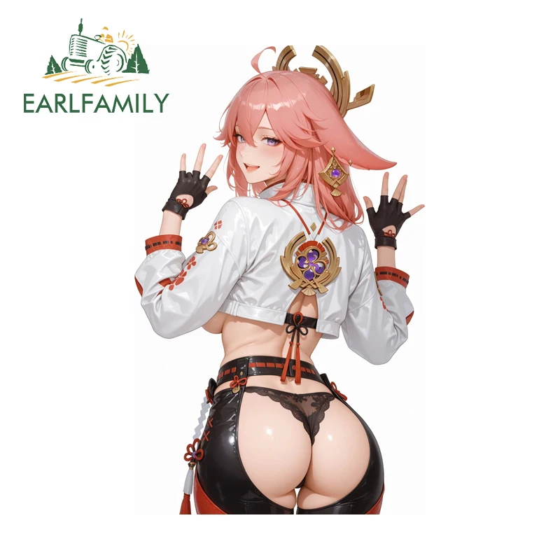 

EARLFAMILY Genshin Impact Yae Miko автомобильные наклейки красивые модные наклейки на лобовое стекло JDM водостойкие автомобильные аксессуары Декор