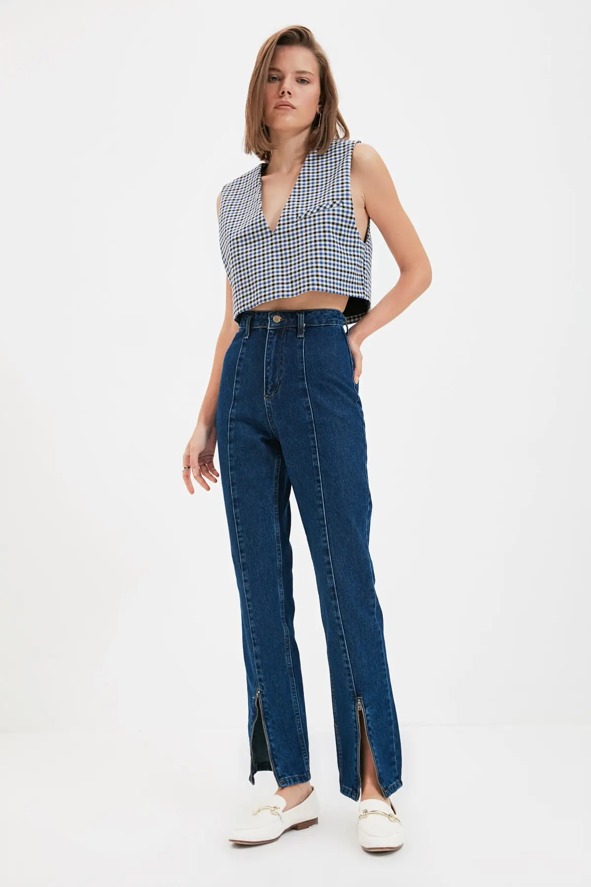 

Trendyol Pettitoes Zipper High Waist Bootcut Jeans TWOAW22JE0783