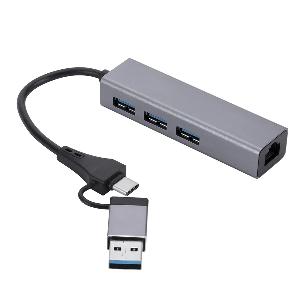 

USB C to RJ45 Hub Ethernet Adapter Aluminium Alloy USB3.0 to Gigabit Network Card Hub Support 10/100/1000Mbps Network Access