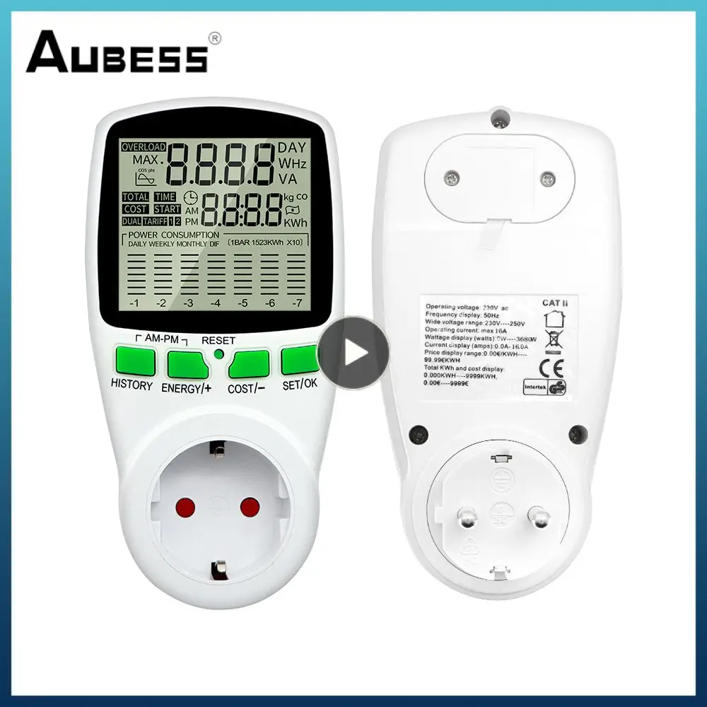

1~8PCS Smart Ac Power Meter Lcd Energy Meter Monitor Analyzers Digital Wattmeter 180-250v Vac Electricity Monitor Eu/us/uk Plug