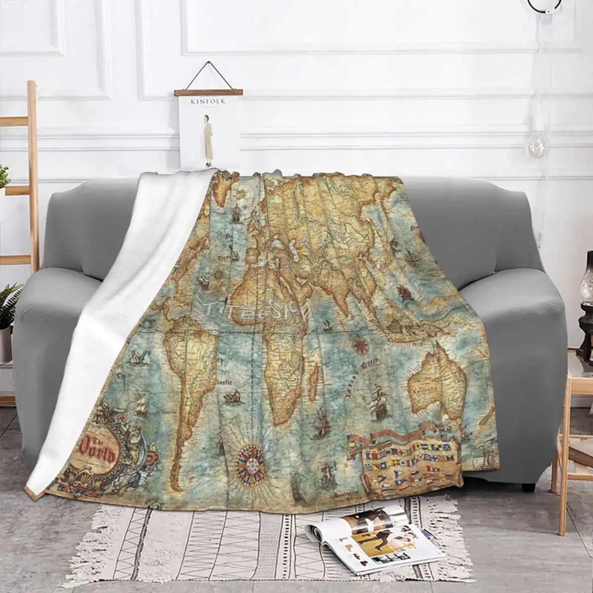 Старая карта мира под старину старинный Атлас винтажные карты подарки одеяло