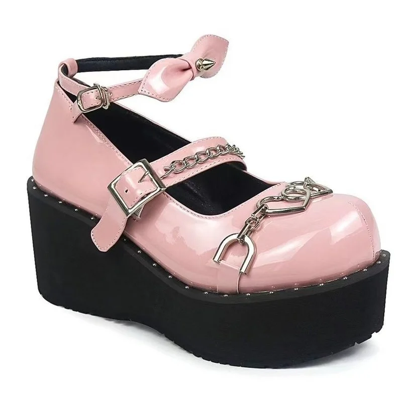 

New Brogue Shoes Women Shoes Thick Soled Shoes Lovely Bow Tie Female Lolita Shoes Wedges