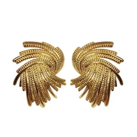 2022 new european and american retro personality earrings woven with unique design metal texture fashion womens earrings