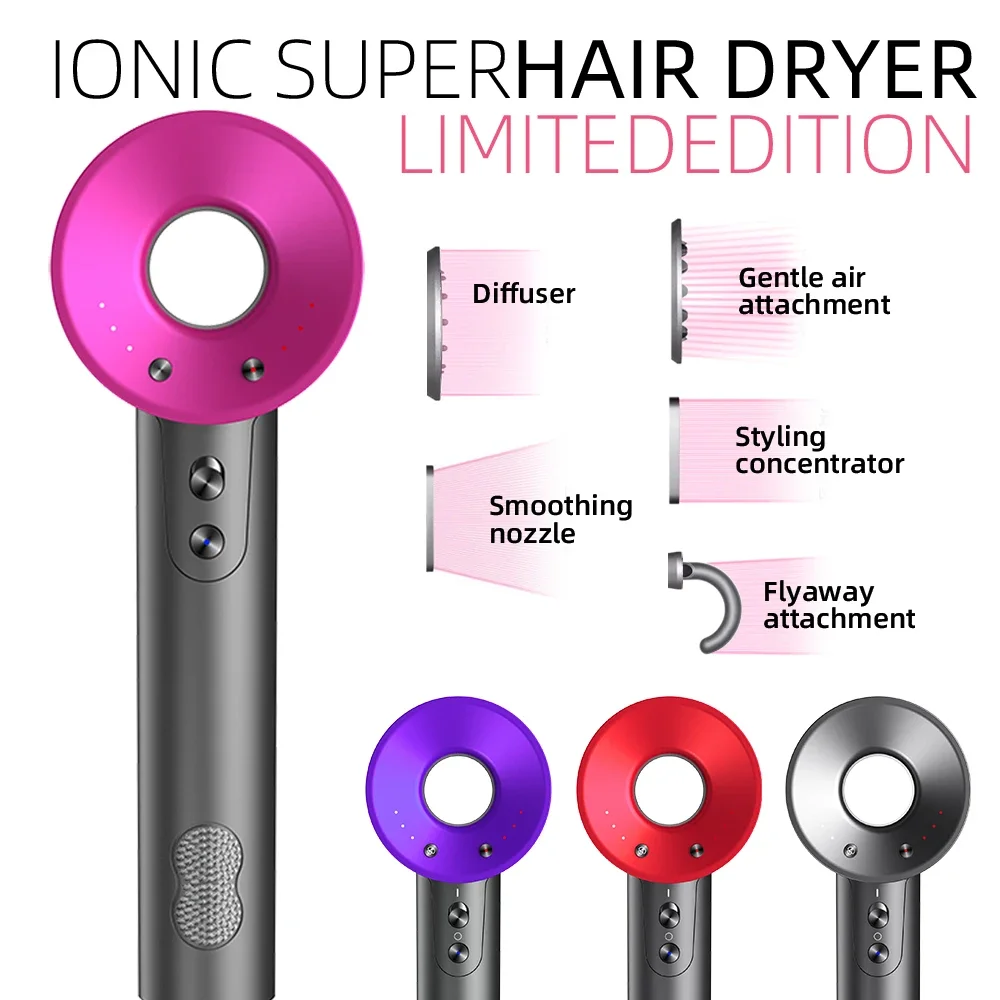 

Professinal Leafless Hair Dryer 1600w Negative Ion Quick Dry Home Powerful Hair Constant Flyaway Attachment Anion Electric Dryer
