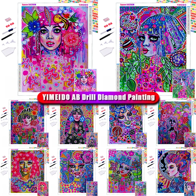 

YIMEIDO AB Diamond Painting Cartoon Girl Skull zipper bag 5D Diamond Embroidery halloween Mosaic Children Room Mosaic Wall Art