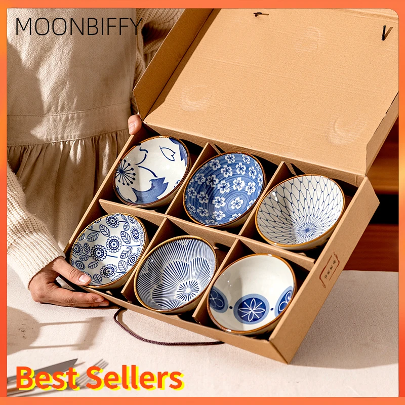 

Japanese Ceramic Rice Bowl Set Heat-resistant Dessert Snack Microwave Safe Kitchen Noodle Tableware Set Salad Bowls Soup Cocina