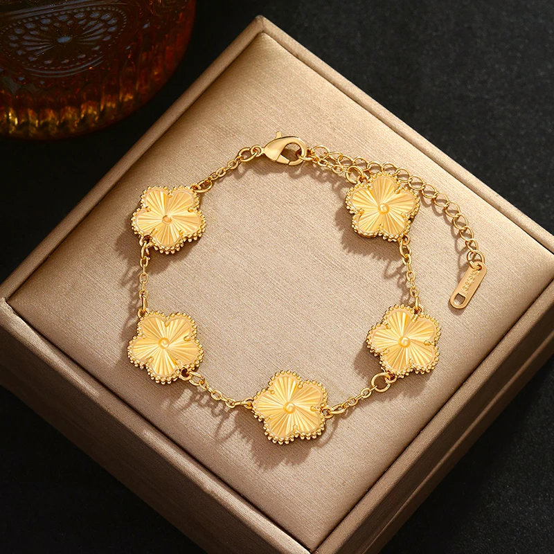 CDD нержавеющая сталь 18 К позолоченный клевер браслет-подвеска браслеты для