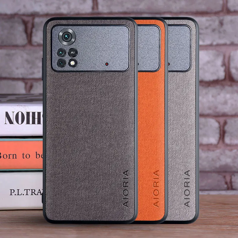 case for xiaomi poco m4 pro 4g coque luxury textile leather skin soft phone cover for xiaomi poco m4 pro case funda capa free global shipping