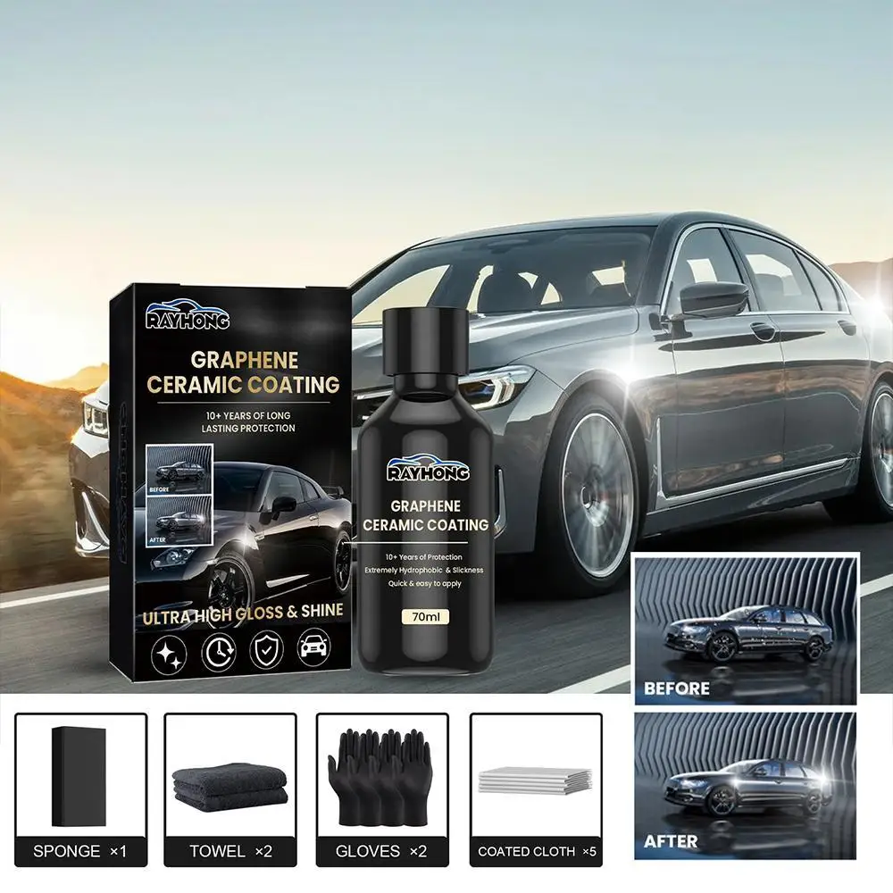 

70ML Nano Ceramic Coating Graphene Hydrophobic Paint Protection Car High Temperature Resistance Scratch Resistance