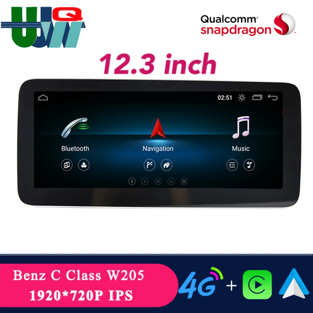 

UJQW 12.3" Android 11 Car Radio for Mercedes Benz C-Class W205/GLC-Class X253/V-Class W446 2015-2018 NTG 5.0 Carplay GPS BT Wifi