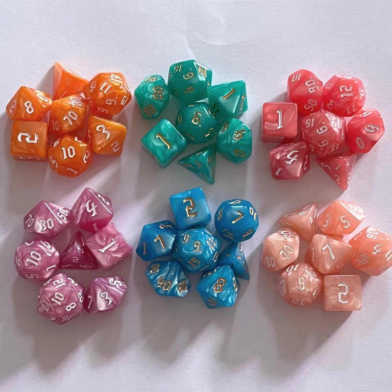 

7 шт. многогранные игральные кости, акриловые цифровые игральные кости D20 D12 D10x2 D8 D6 D4 для настольной игры