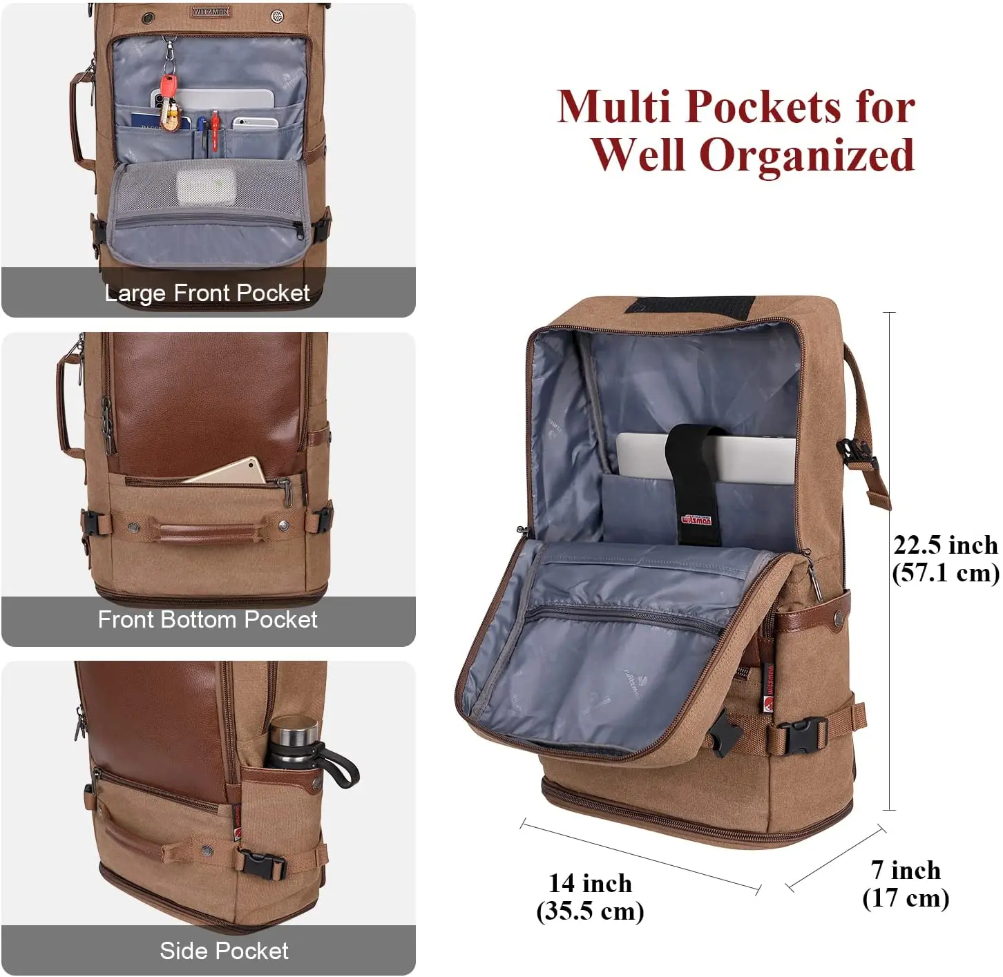 Travel Backpack for Men Canvas Rucksack Vintage Duffel Bag A2021 New