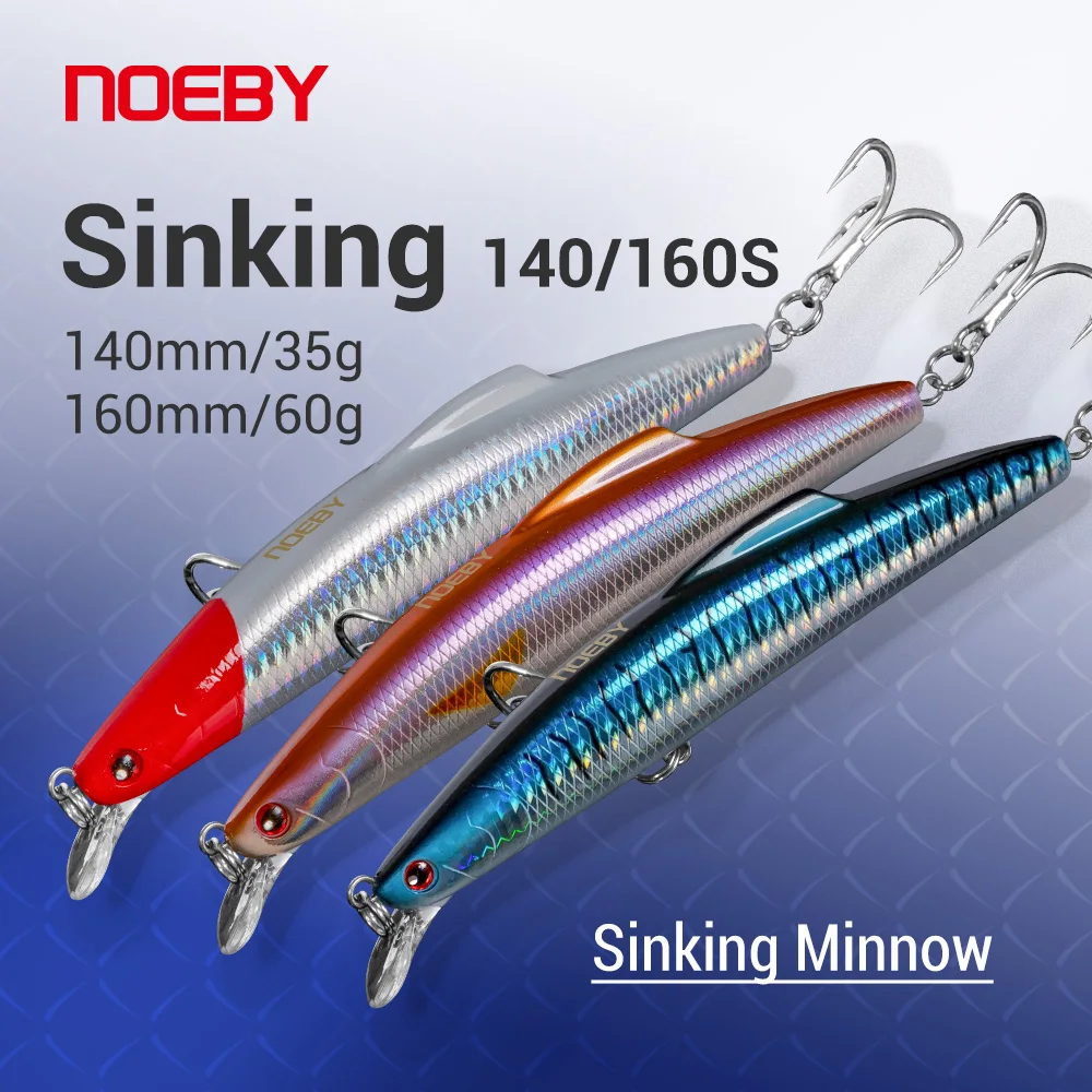 

NOEBY 3pcs Sinking Minnow 14cm 16cm Trolling Fishing Lure Sinking Wobblers Artificial Hard Bait Pike Tuna Fishing Tackle