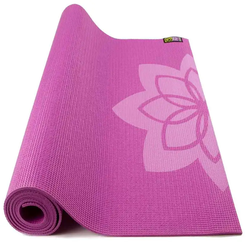 

Yoga Mat w/ Yoga Pose Wall Chart, 3.5mm, 24" X 68" Flower/Purple