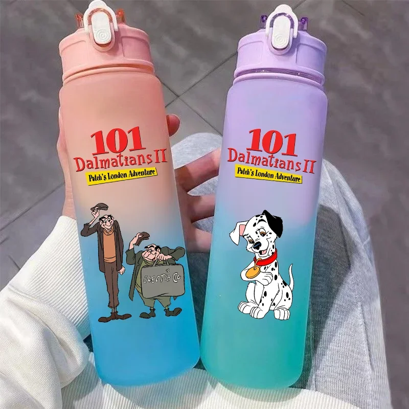 750ML 101 Dalmatians Children's Plastic Straw Water Cup Student Outdoor Leak Proof Bottle Portable Gradient