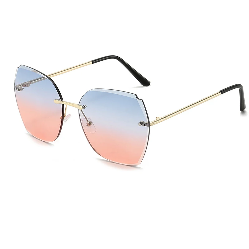 

Rimless Gradient Colorful Men Women Sunglasses Fashion Elegant Simple Retro Design Male Ladies Driving Metal Sun Glasses Eyewear