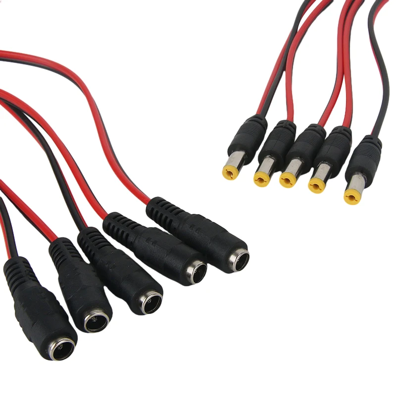 

5 шт. 10 шт. 5,5x2,1 мм штекер «папа-мама» 12 В постоянного тока, разъем кабеля питания для камеры видеонаблюдения, удлинитель хвоста, провод 24 В постоянного тока