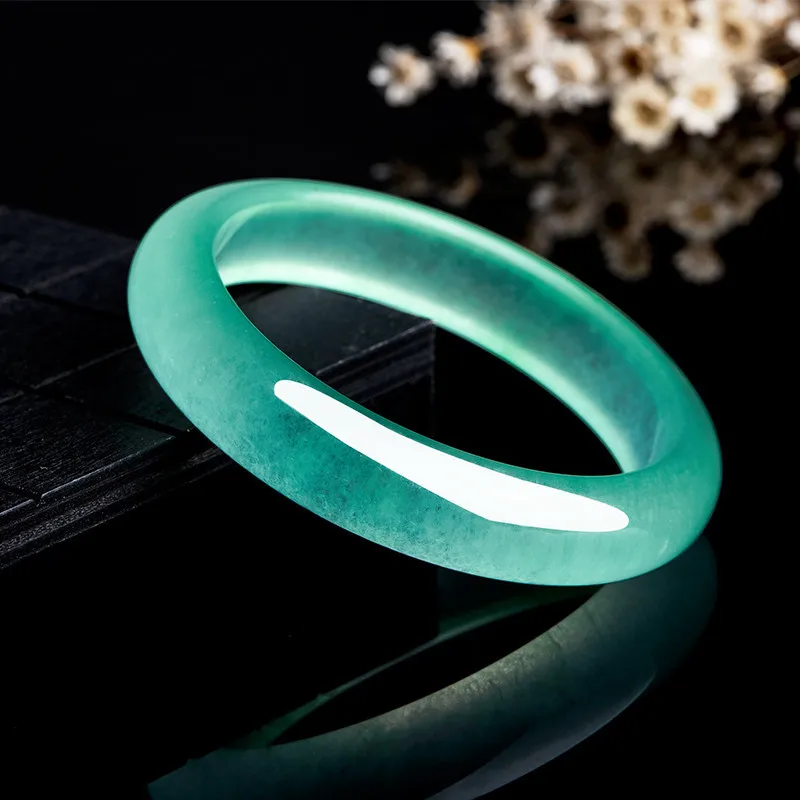 

Зеленый нефритовый браслет высшего сорта, ледяной браслет из Мьянмы из нефрита с сертификатом, натуральный камень, браслет из Бирмы, Женские Ювелирные изделия из драгоценных камней