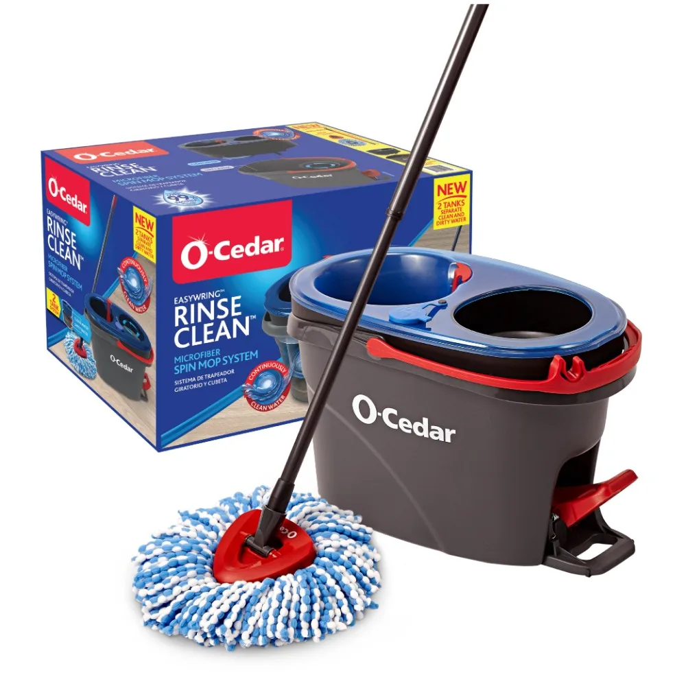 

Hands-Free System Mop Cleaning Floor RinseClean Spin Mop and Bucket System Rotating Microfibers Household Tools Accessories Home