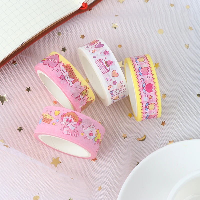 

Милый медведь, розовая девушка, маскирующая Васи-лента, цветок, декоративная клейкая лента для дневника, сделай сам, скрапбукинг, украшение, ...