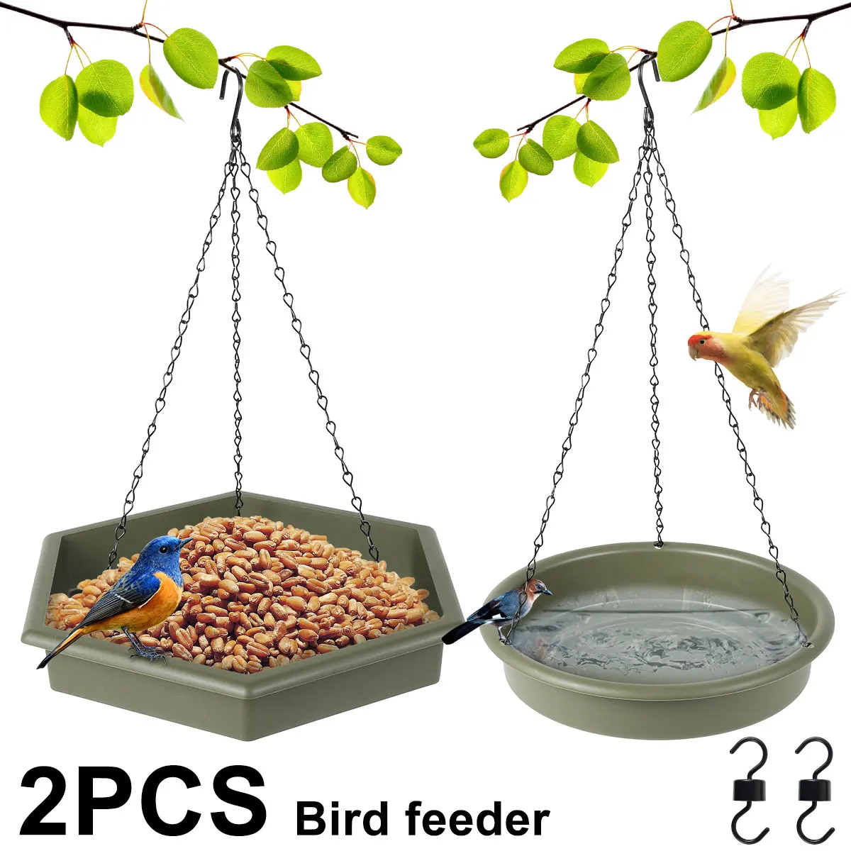 

Outdoor Bird Feeder Hanging Peanut Nut Feeding Station Garden Wild Bird Seed Dispenser Holder Food Container For Backyard