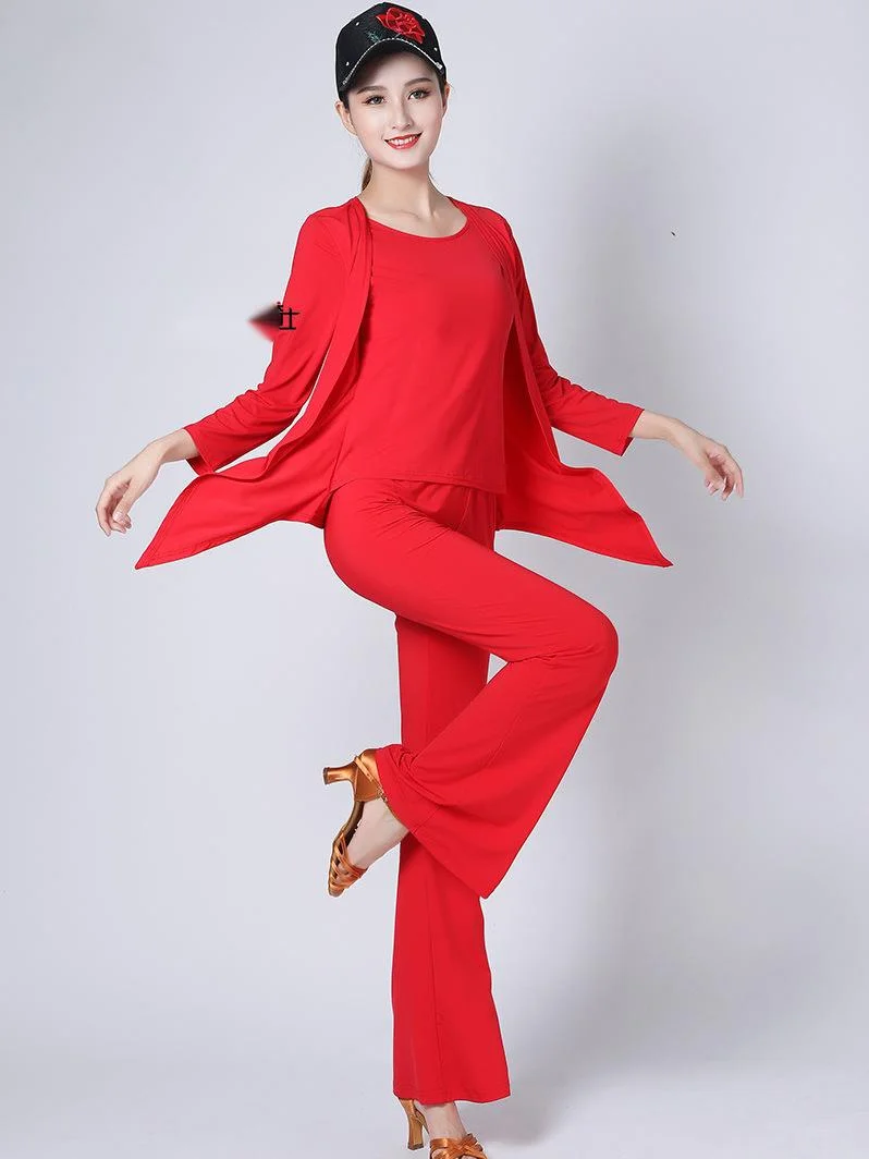 

Elegant Ballroom Standard Dance Hippie Long Sleeves Tops Classical Solid Color Women Modern Clothing Waltz Latin Wear Pants 6XL