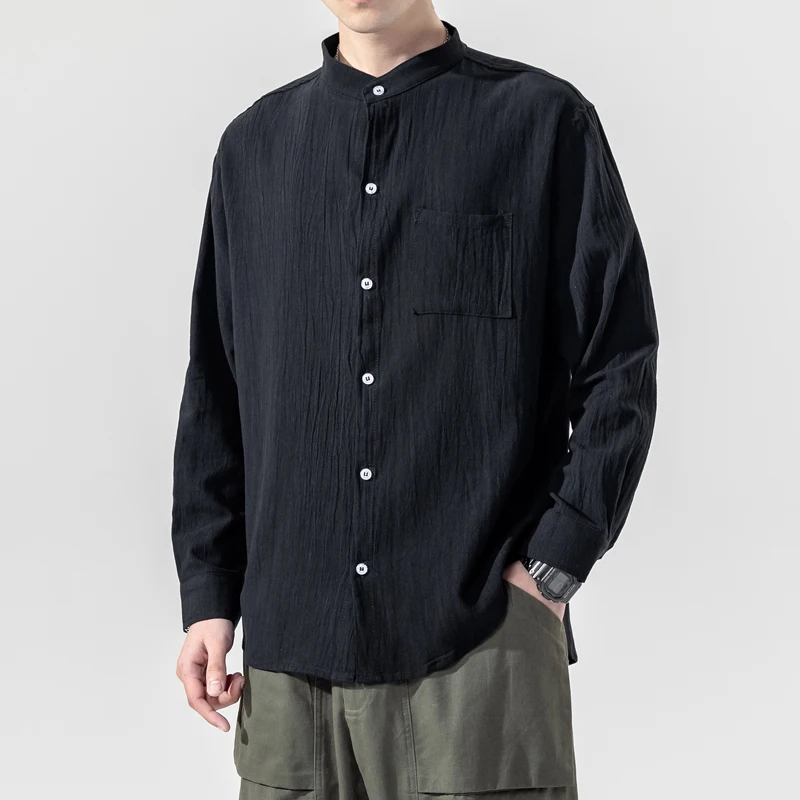 

Shirts Men Solid Long Sleeve Retro Shirts Tops Blouse Hot Selling 2000